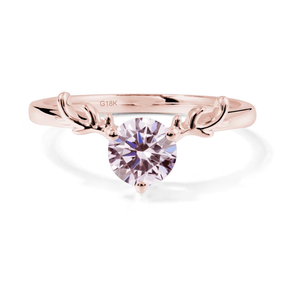 Round Pink Cubic Zirconia Antler Chrismas Ring - LUO Jewelry #metal_18k rose gold