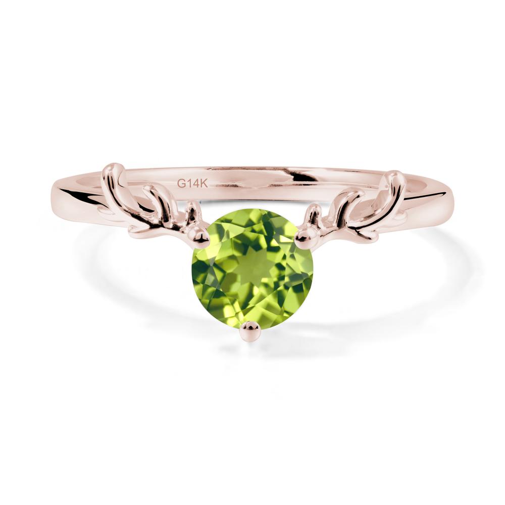 Round Peridot Reindeer Ring - LUO Jewelry #metal_14k rose gold