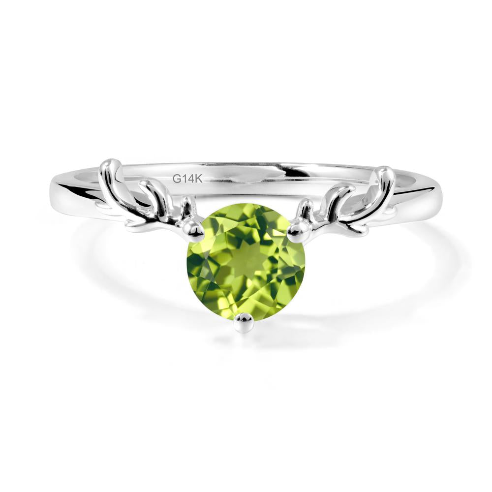 Round Peridot Reindeer Ring - LUO Jewelry #metal_14k white gold
