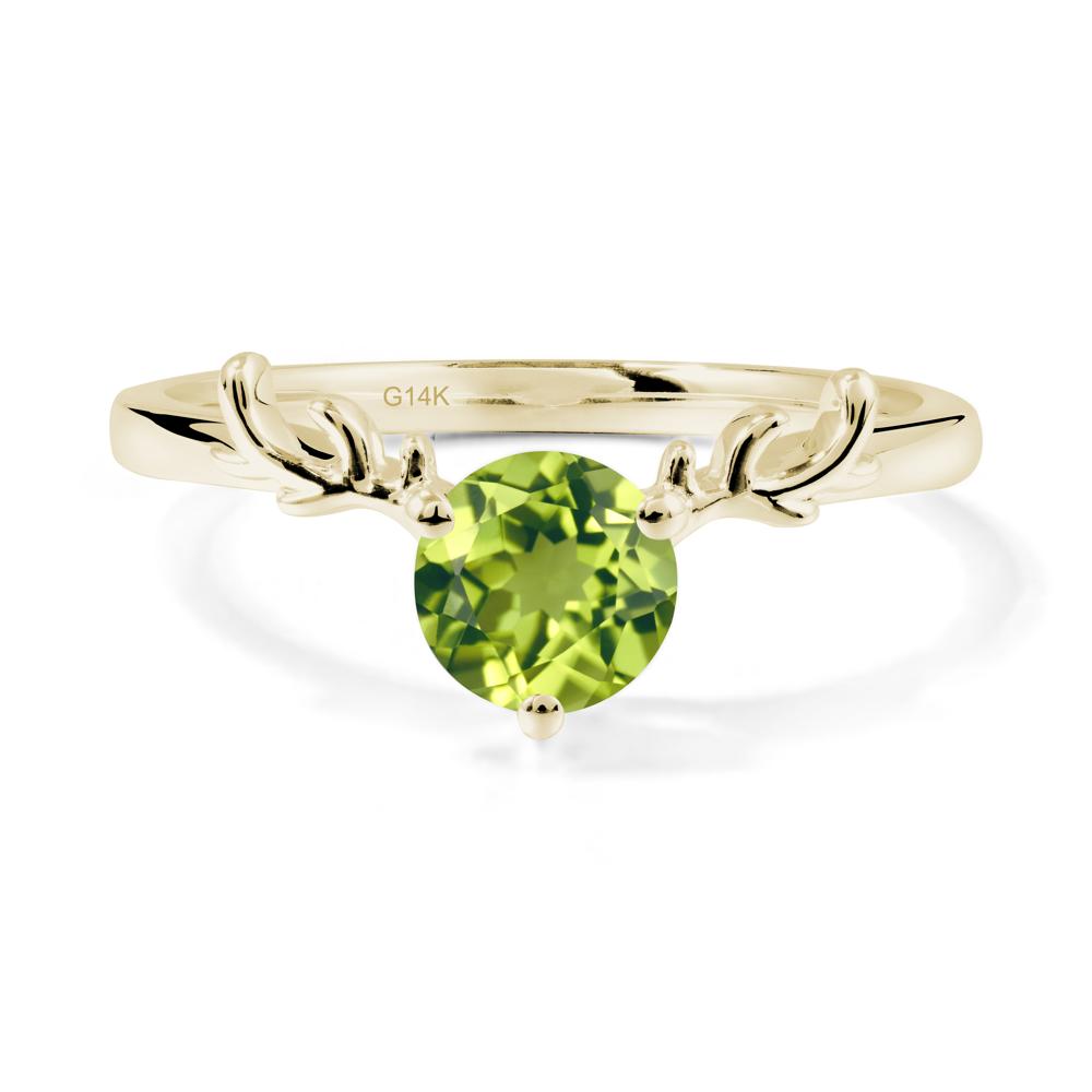 Round Peridot Reindeer Ring - LUO Jewelry #metal_14k yellow gold