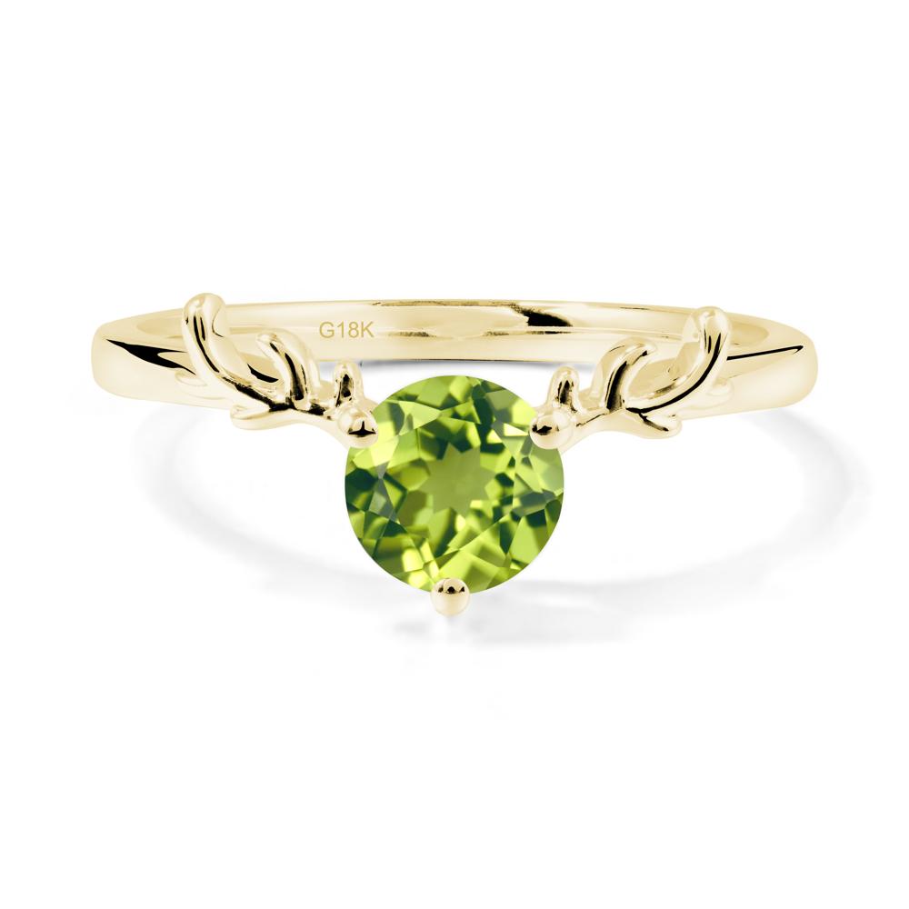 Round Peridot Reindeer Ring - LUO Jewelry #metal_18k yellow gold