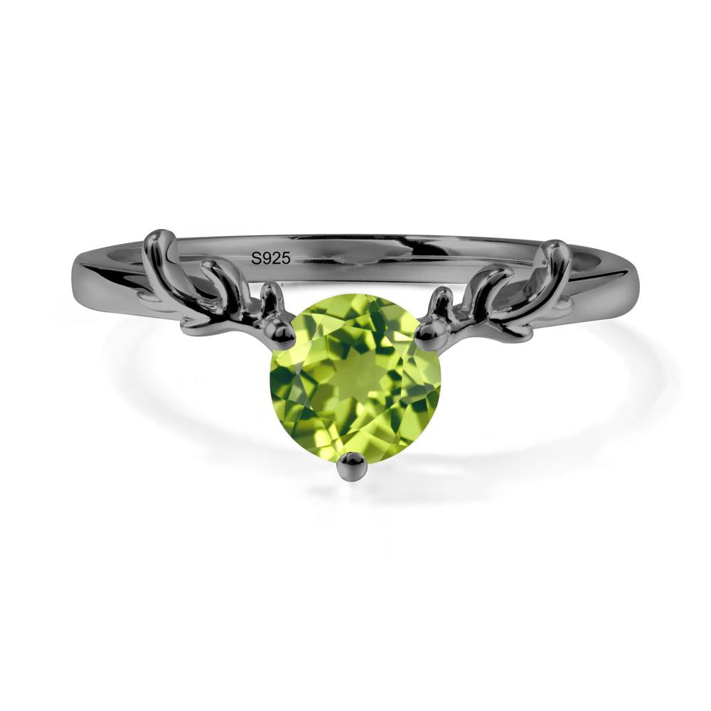 Round Peridot Reindeer Ring - LUO Jewelry #metal_black finish sterling silver