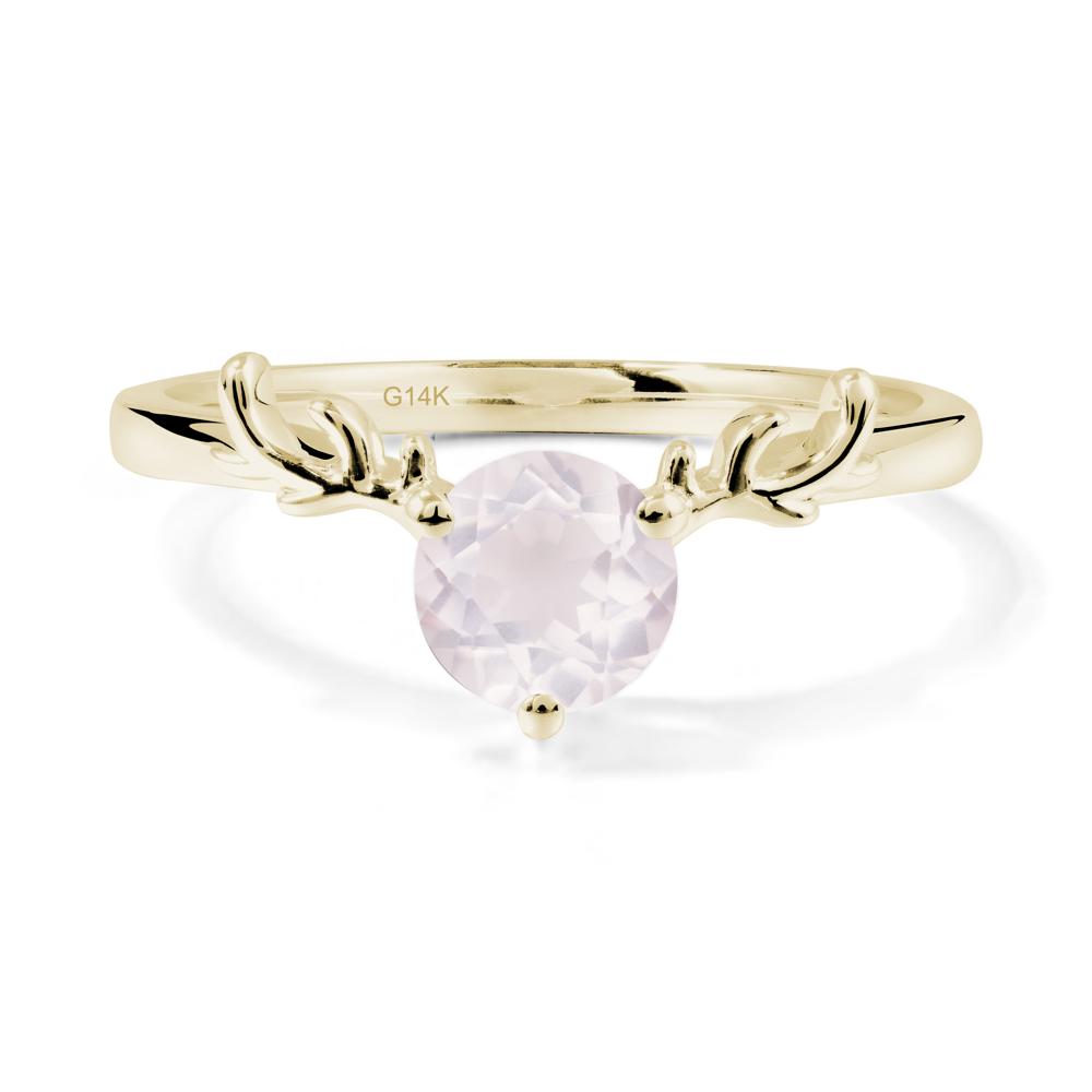 Solitaire Round Rose Quartz Ring - LUO Jewelry #metal_14k yellow gold
