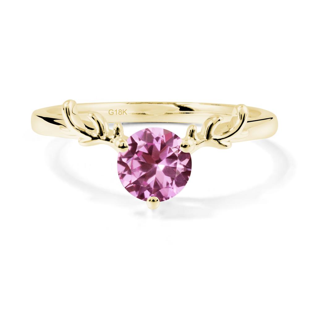 Round Pink Sapphire Antler Chrismas Ring - LUO Jewelry #metal_18k yellow gold