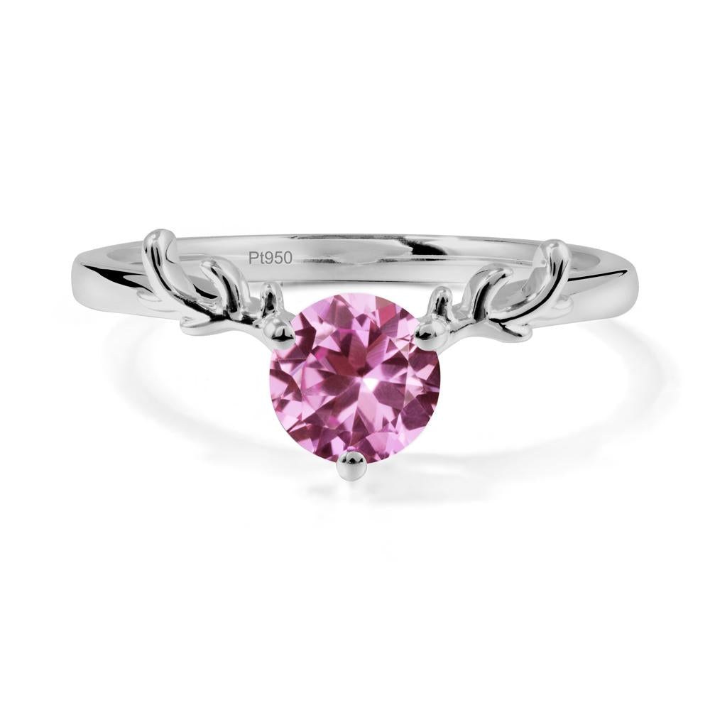 Round Pink Sapphire Antler Chrismas Ring - LUO Jewelry #metal_platinum