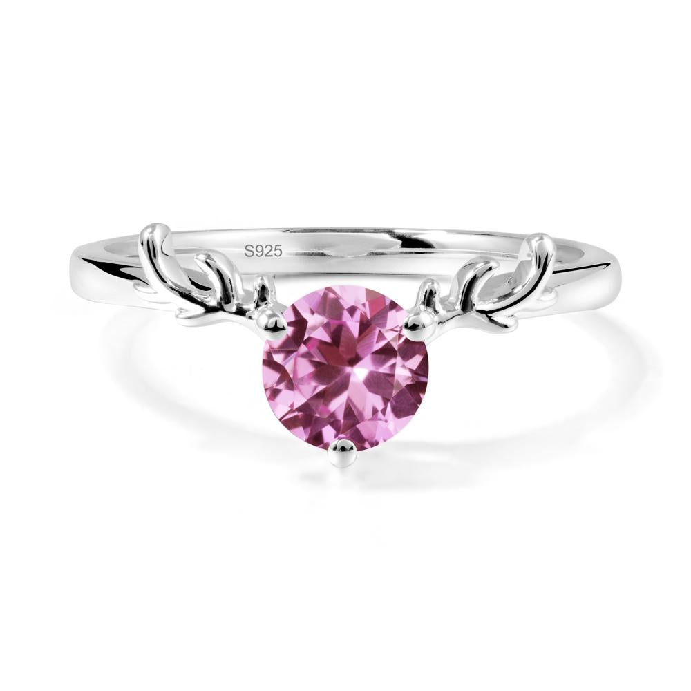 Round Pink Sapphire Antler Chrismas Ring - LUO Jewelry #metal_sterling silver