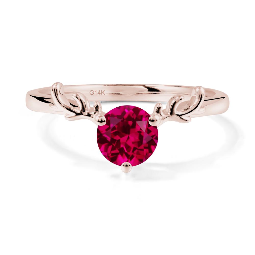 Round Ruby Reindeer Ring - LUO Jewelry #metal_14k rose gold