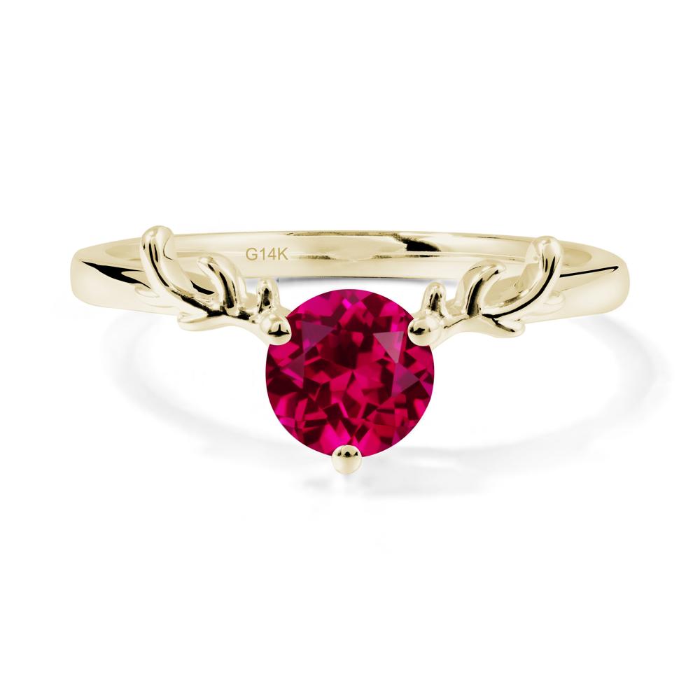 Round Ruby Reindeer Ring - LUO Jewelry #metal_14k yellow gold