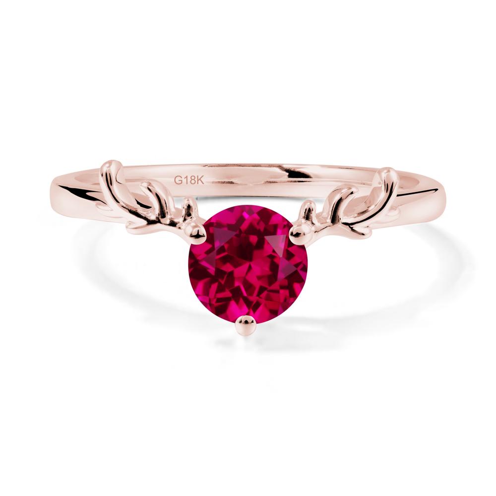 Round Ruby Reindeer Ring - LUO Jewelry #metal_18k rose gold