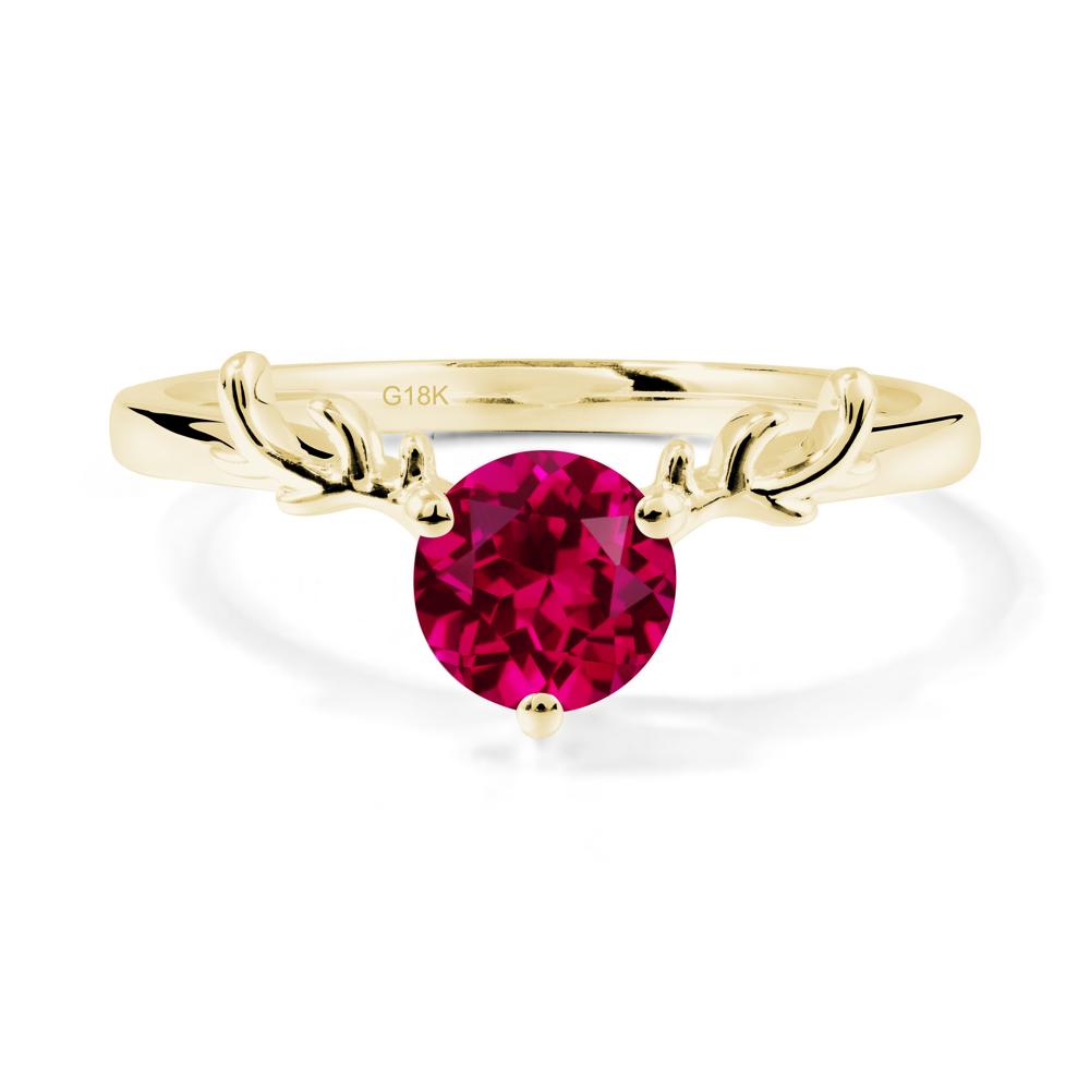 Round Ruby Reindeer Ring - LUO Jewelry #metal_18k yellow gold
