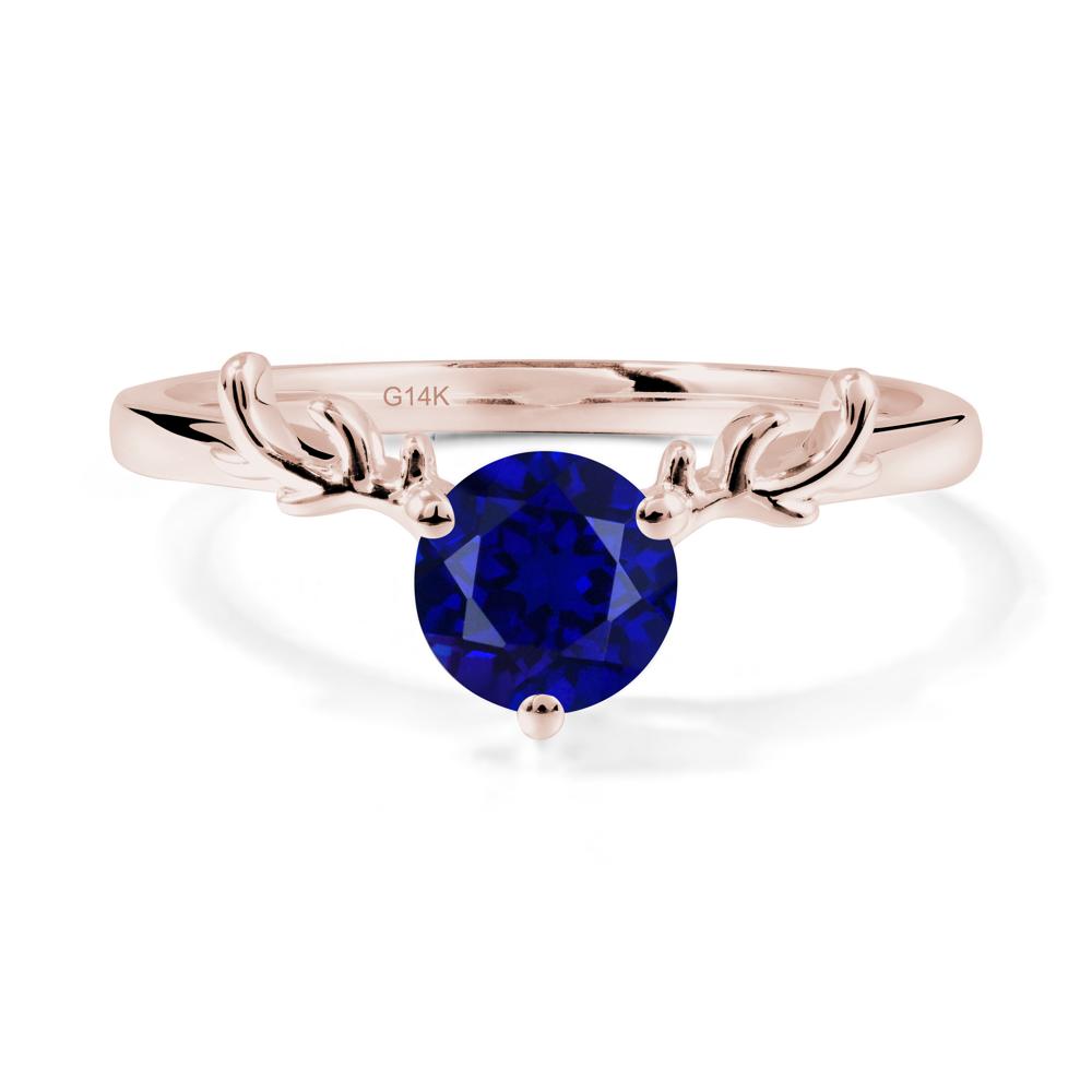Solitaire Round Sapphire Ring - LUO Jewelry #metal_14k rose gold