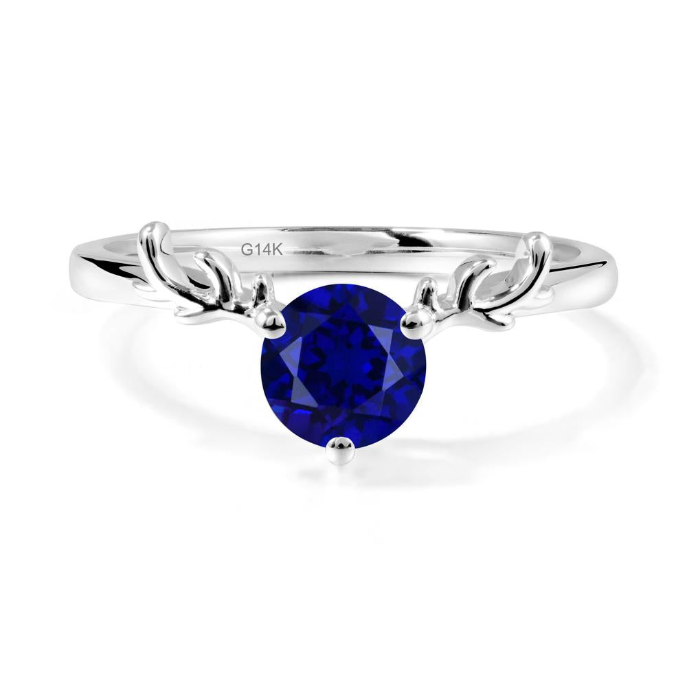 Solitaire Round Sapphire Ring - LUO Jewelry #metal_14k white gold
