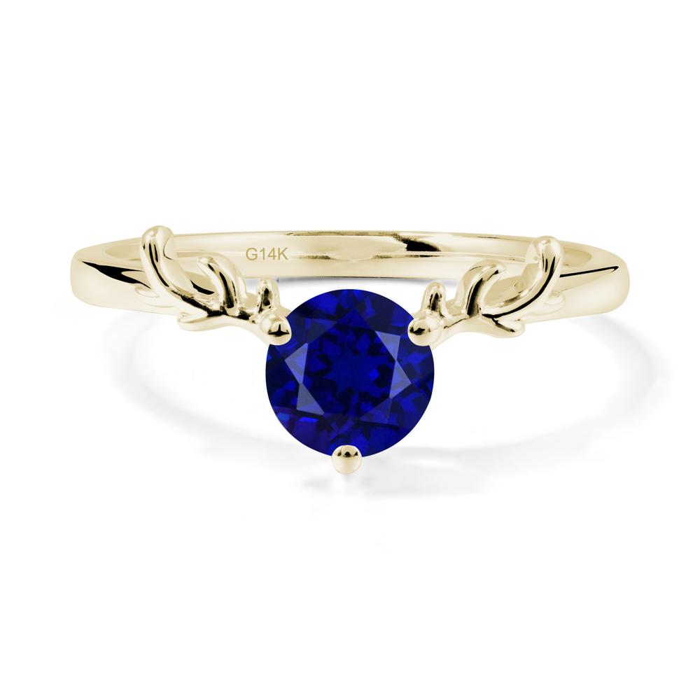 Solitaire Round Sapphire Ring - LUO Jewelry #metal_14k yellow gold