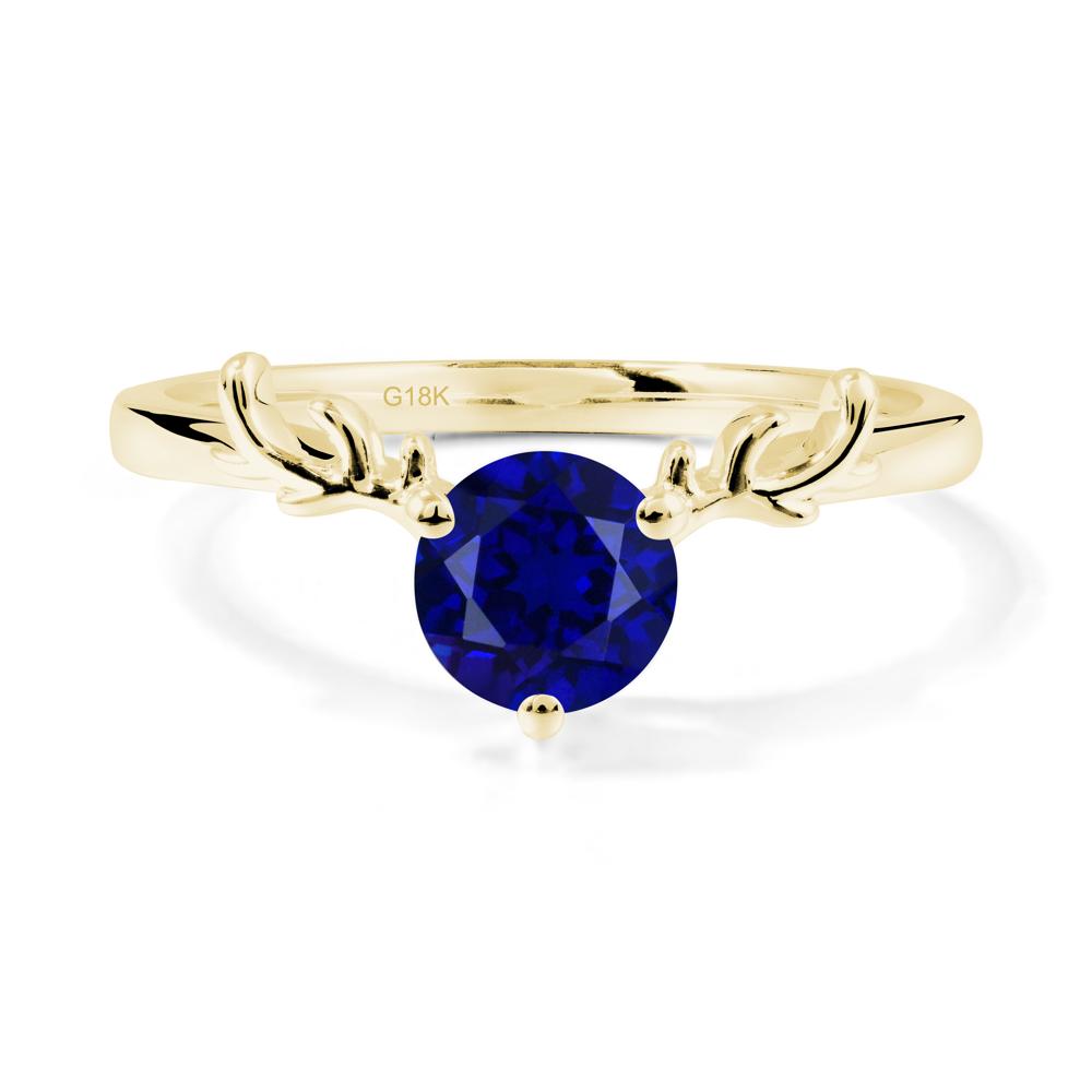 Solitaire Round Sapphire Ring - LUO Jewelry #metal_18k yellow gold