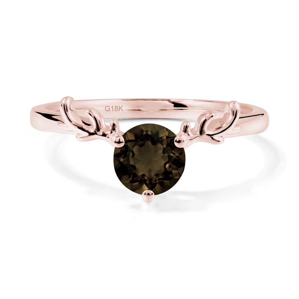 Round Smoky Quartz Antler Chrismas Ring - LUO Jewelry #metal_18k rose gold