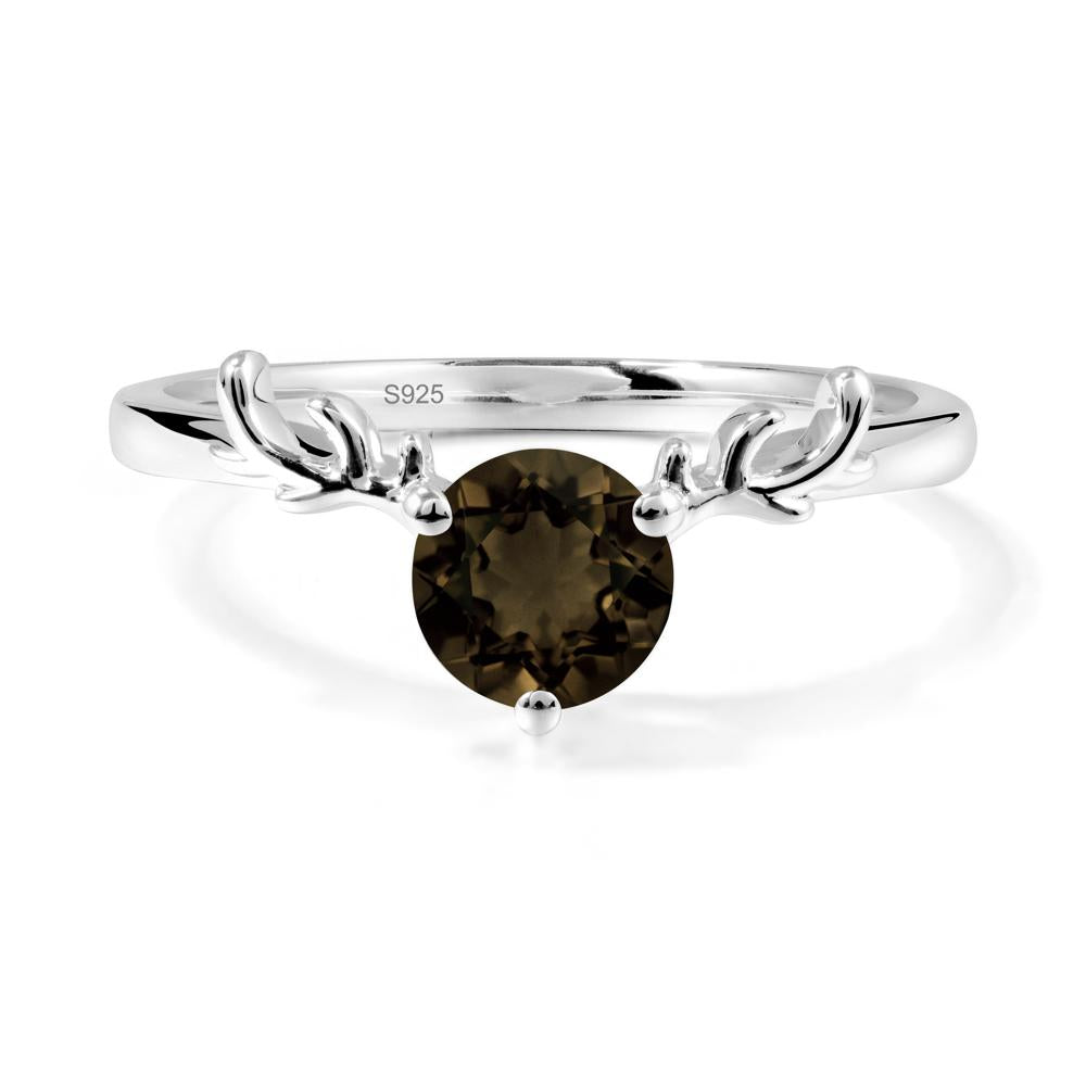 Round Smoky Quartz Antler Chrismas Ring - LUO Jewelry #metal_sterling silver
