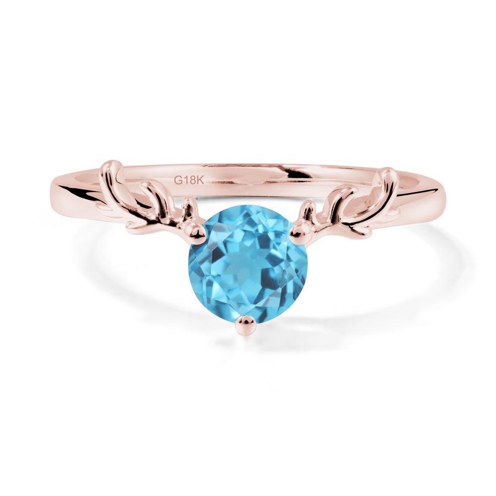 Round Swiss Blue Topaz Reindeer Ring - LUO Jewelry #metal_18k rose gold
