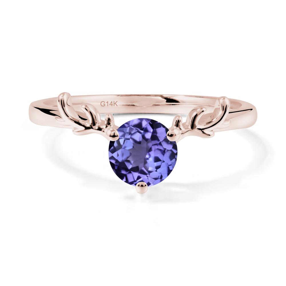 Solitaire Round Tanzanite Ring - LUO Jewelry #metal_14k rose gold