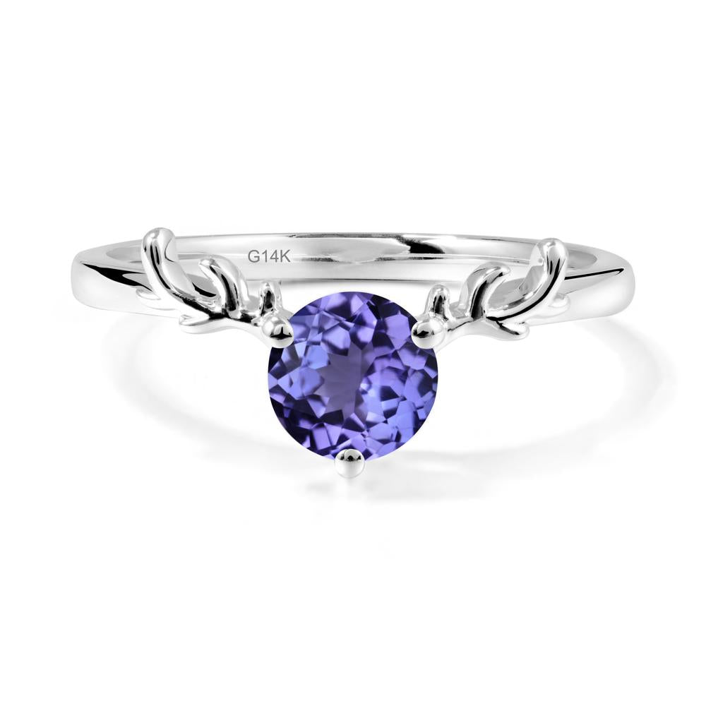 Solitaire Round Tanzanite Ring - LUO Jewelry #metal_14k white gold