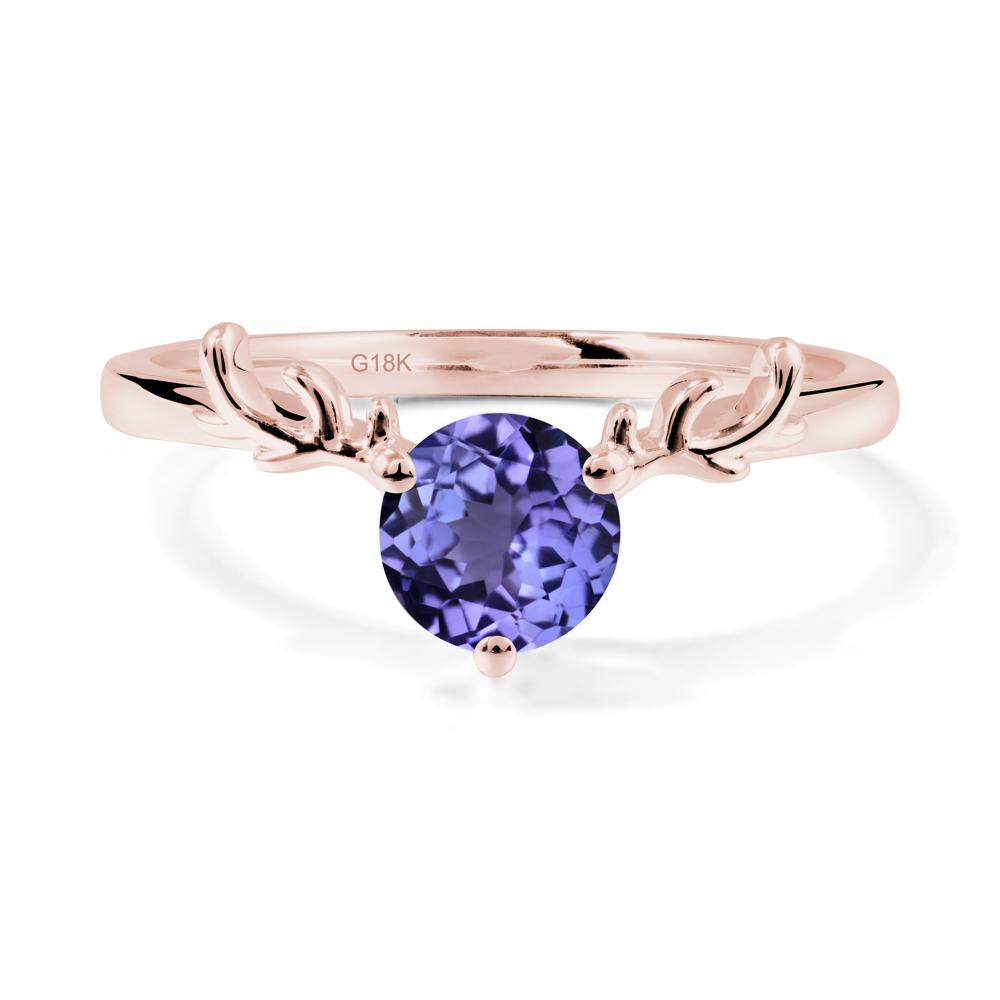 Solitaire Round Tanzanite Ring - LUO Jewelry #metal_18k rose gold