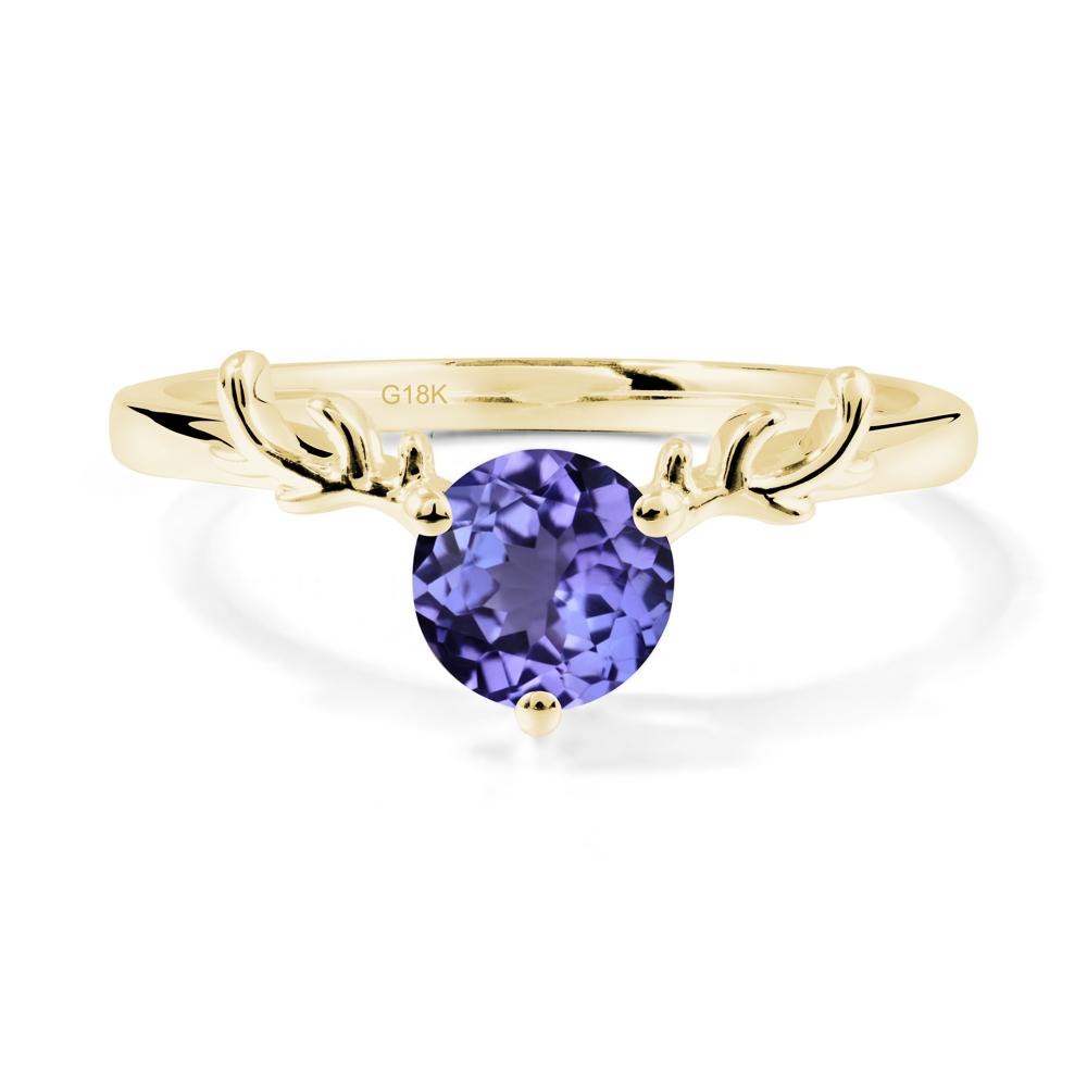 Solitaire Round Tanzanite Ring - LUO Jewelry #metal_18k yellow gold