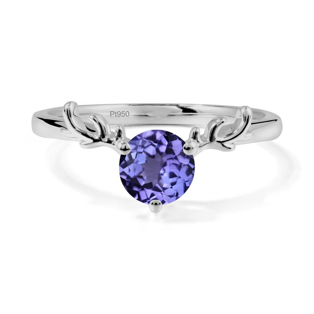 Solitaire Round Tanzanite Ring - LUO Jewelry #metal_platinum