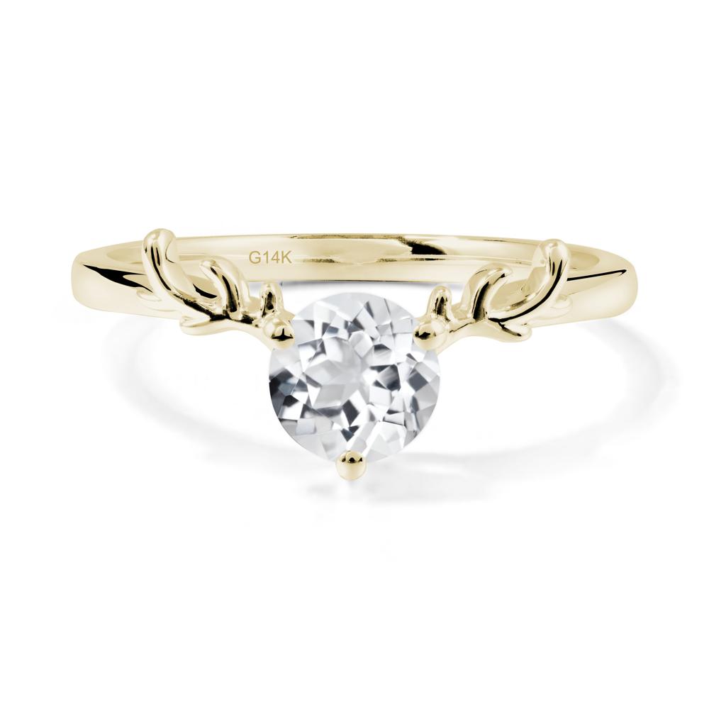 Round White Topaz Antler Chrismas Ring - LUO Jewelry #metal_14k yellow gold