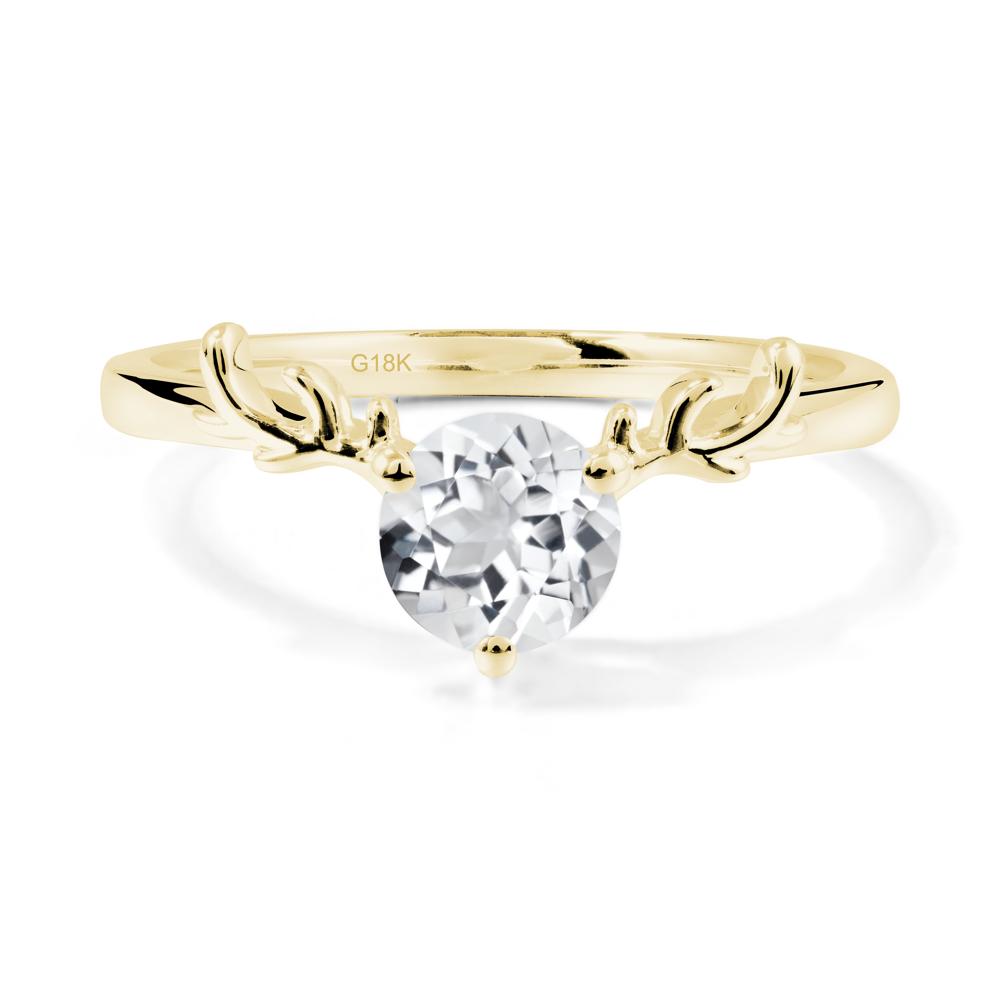 Round White Topaz Antler Chrismas Ring - LUO Jewelry #metal_18k yellow gold