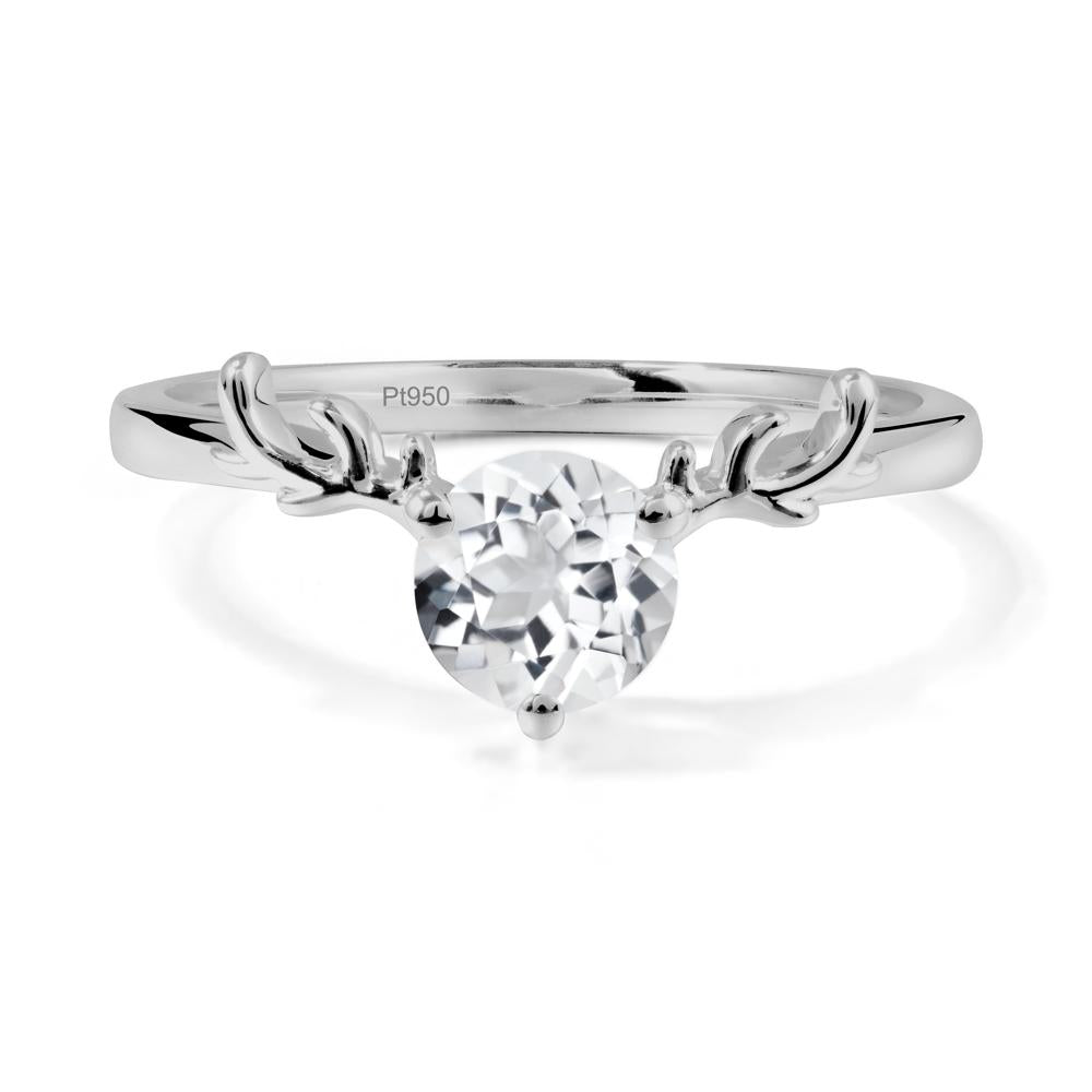 Round White Topaz Antler Chrismas Ring - LUO Jewelry #metal_platinum