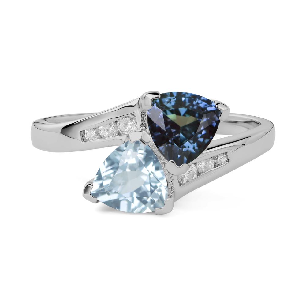 Alexandrite and Aquamarine Bypass Ring - LUO Jewelry #metal_platinum