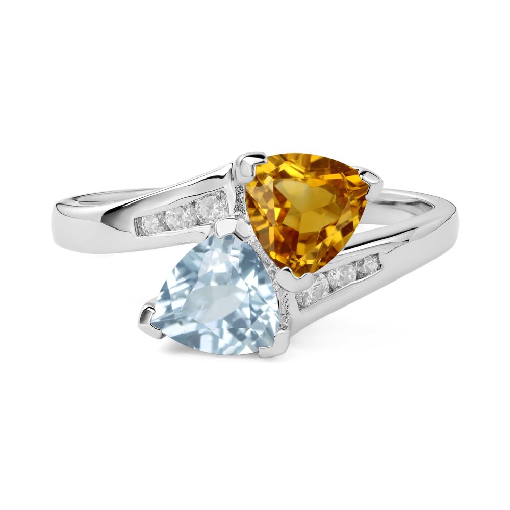 Citrine and Aquamarine Ring - LUO Jewelry #metal_14k white gold