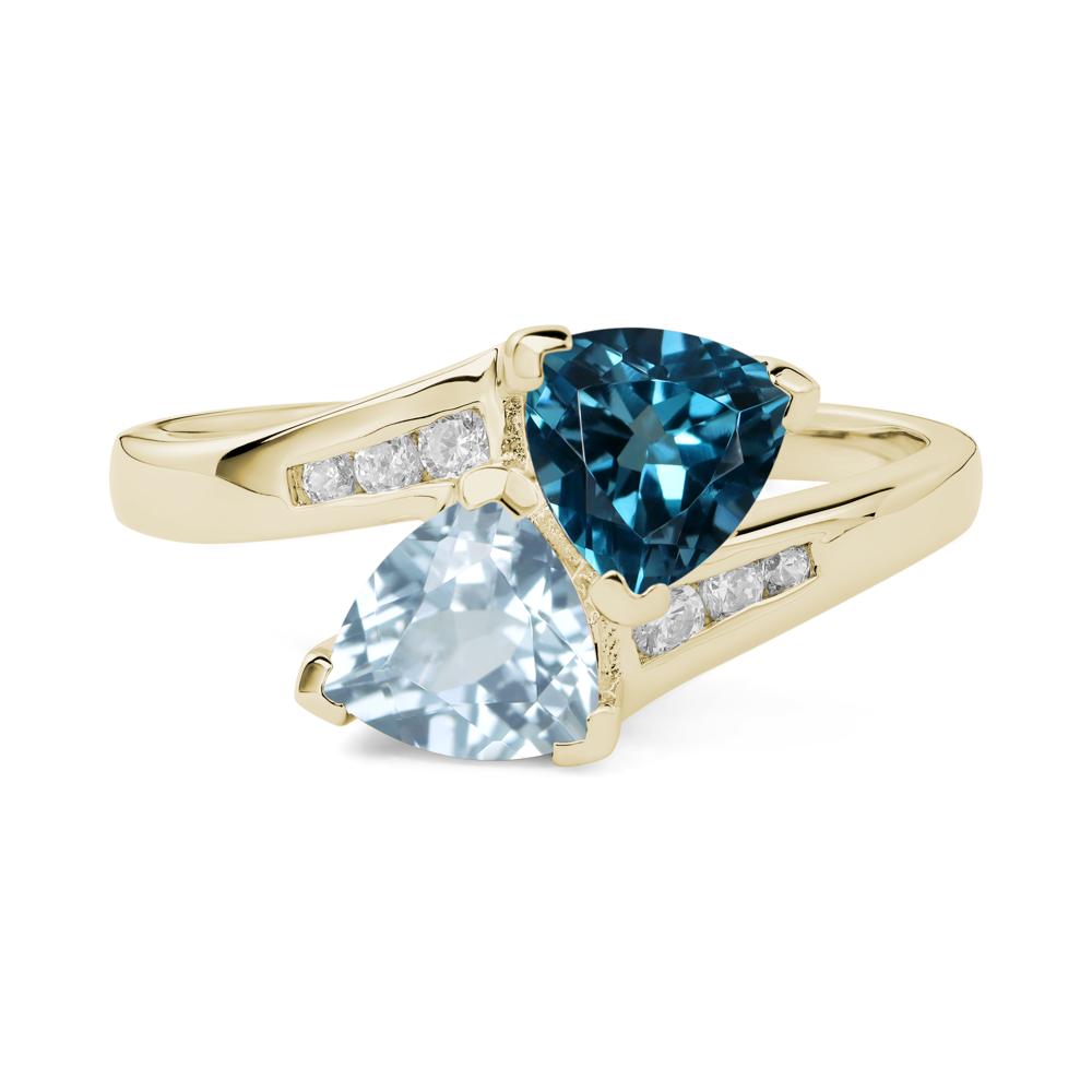 London Blue Topaz and Aquamarine Ring - LUO Jewelry #metal_14k yellow gold