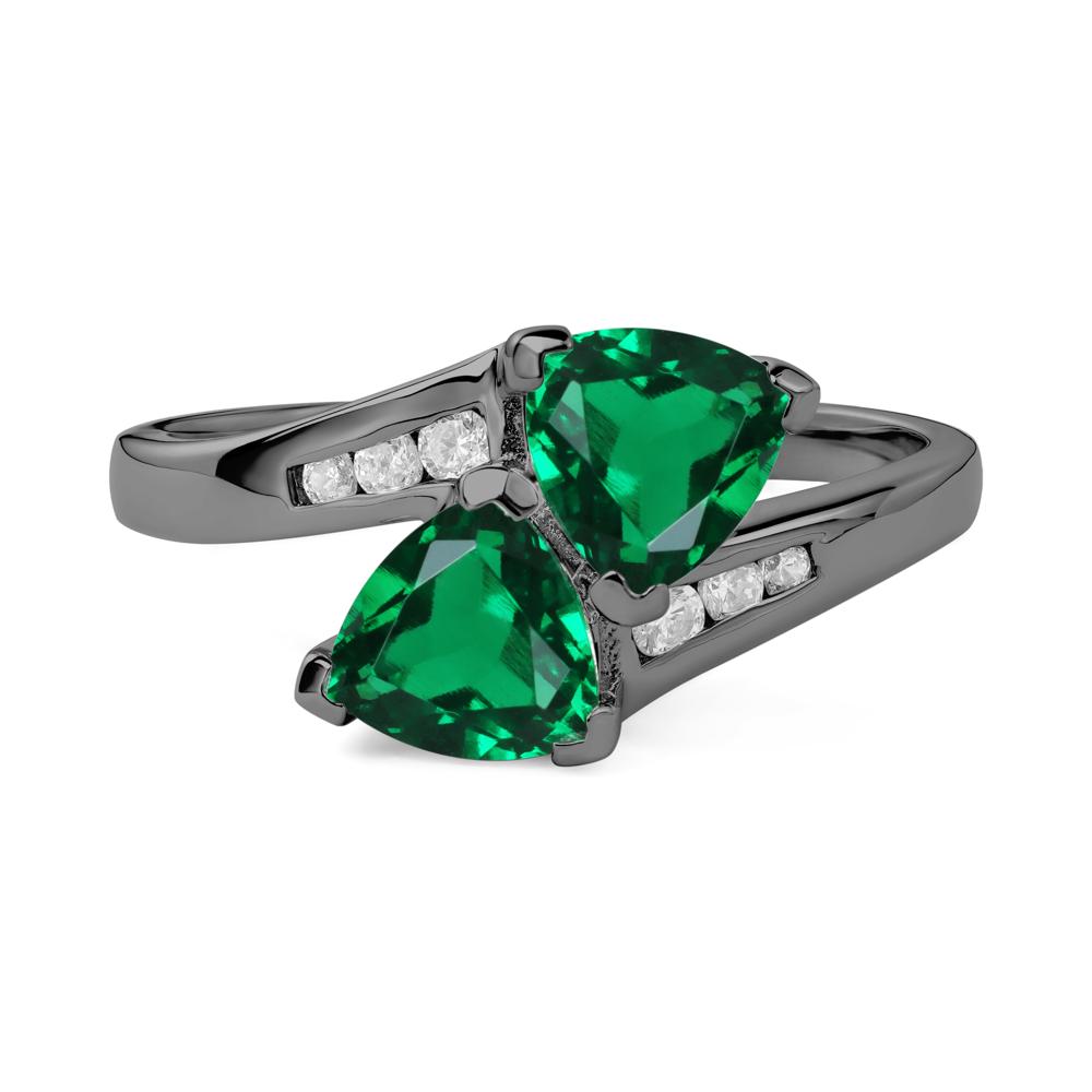 Emerald Bypass Ring - LUO Jewelry #metal_black finish sterling silver