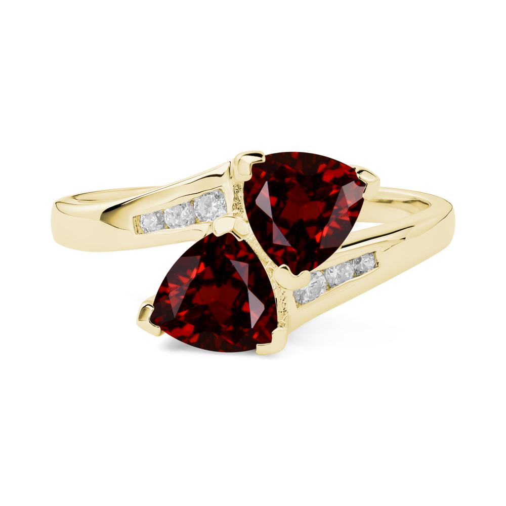 Garnet Two Stone Bypass Ring - LUO Jewelry #metal_18k yellow gold