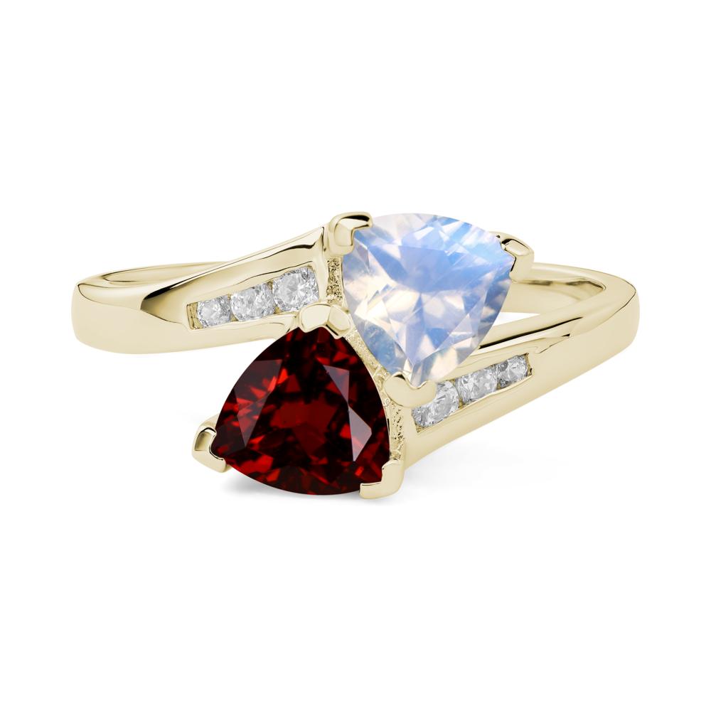 Moonstone and Garnet Ring - LUO Jewelry #metal_14k yellow gold