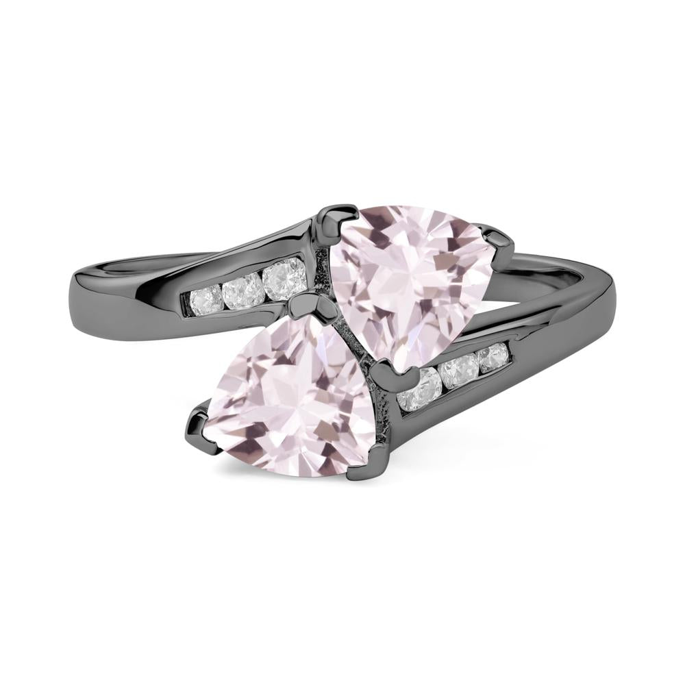 2 Stone Morganite Mothers Ring - LUO Jewelry #metal_black finish sterling silver