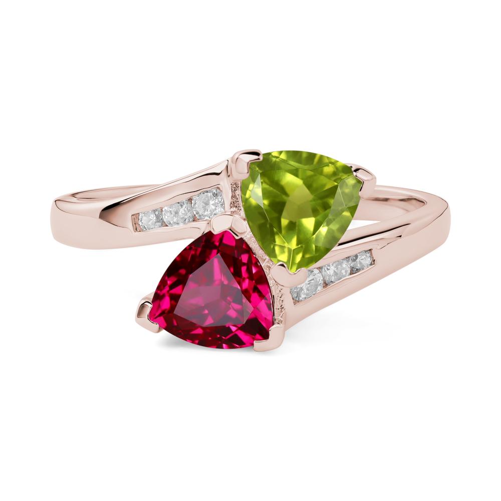 Ruby and Peridot Ring - LUO Jewelry #metal_14k rose gold