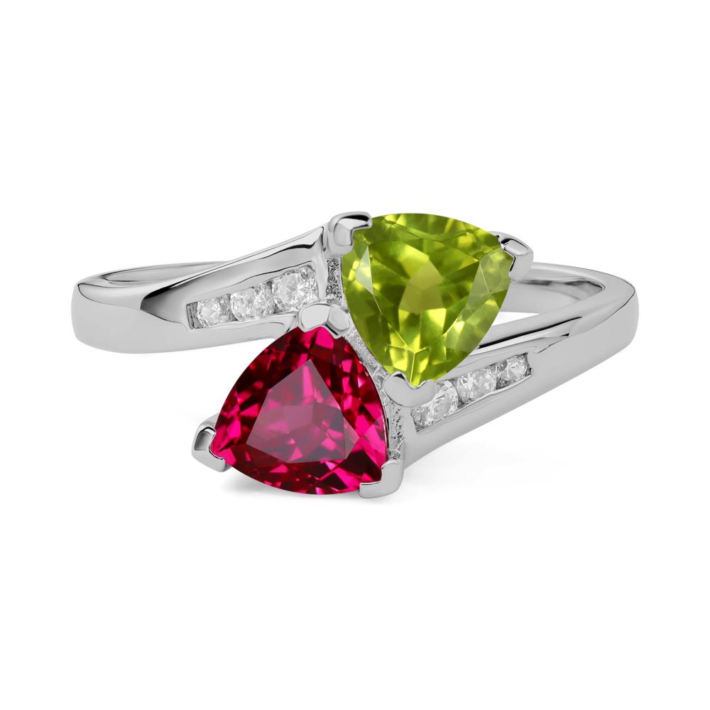 Ruby and Peridot Ring - LUO Jewelry #metal_platinum