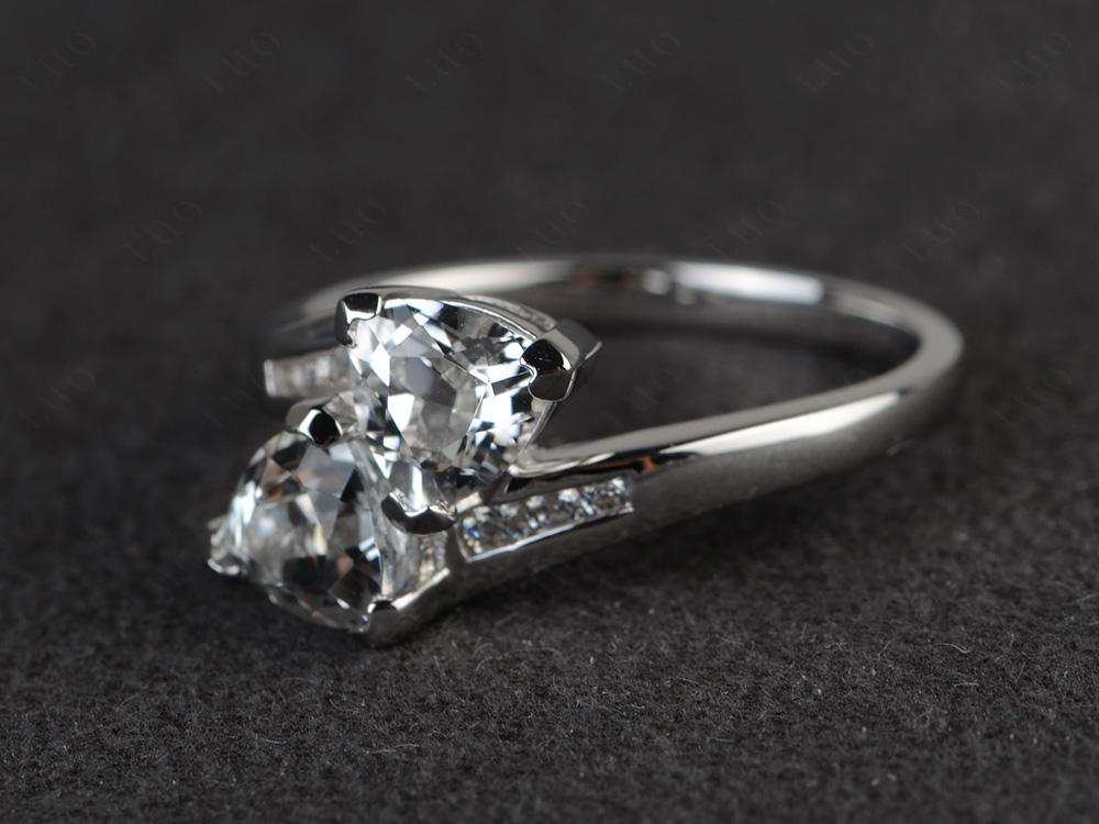 White Topaz Two Stone Bypass Ring - LUO Jewelry