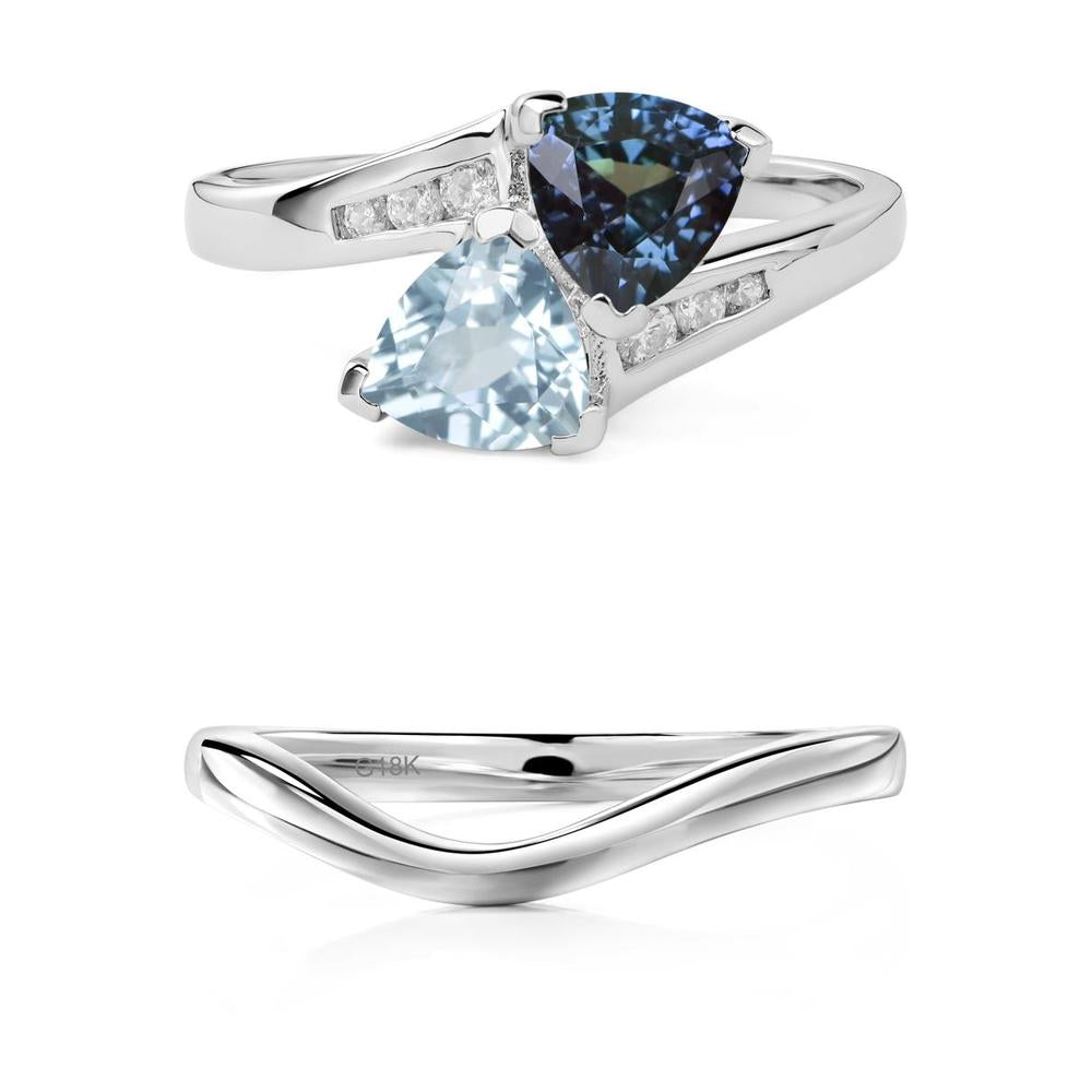 Alexandrite and Aquamarine Bypass Ring - LUO Jewelry #metal_xxxxx