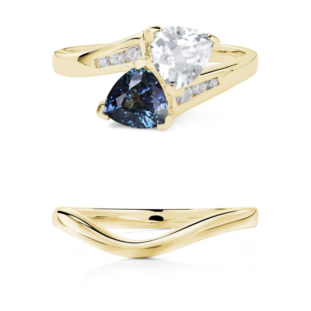 Alexandrite and White Topaz Two Stone Bypass Ring - LUO Jewelry #metal_xxxxx