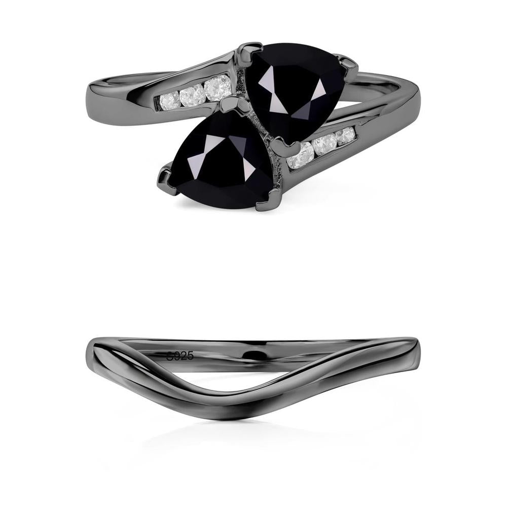 Black Spinel Bypass Ring - LUO Jewelry #metal_xxxxx