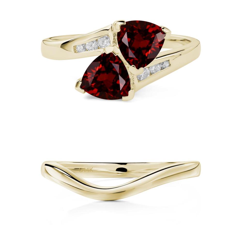 Garnet Two Stone Bypass Ring - LUO Jewelry #metal_xxxxx