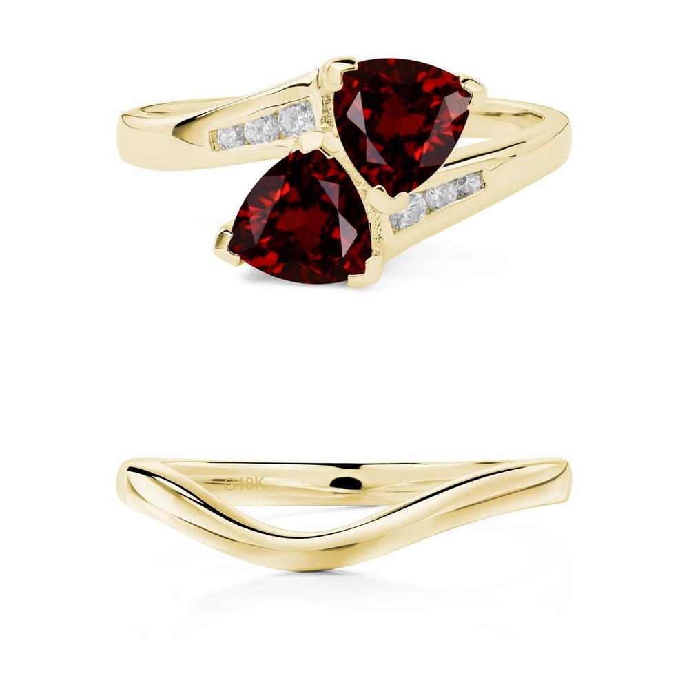 Garnet Two Stone Bypass Ring - LUO Jewelry #metal_xxxxx