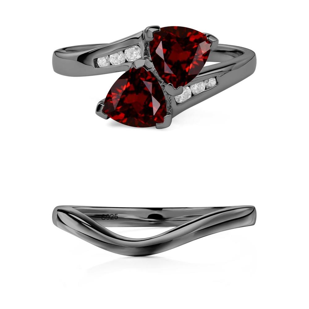 Garnet Two Stone Bypass Ring - LUO Jewelry #metal_xxxxx