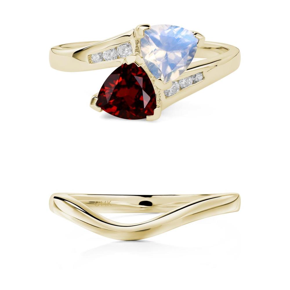 Moonstone and Garnet Ring - LUO Jewelry #metal_xxxxx