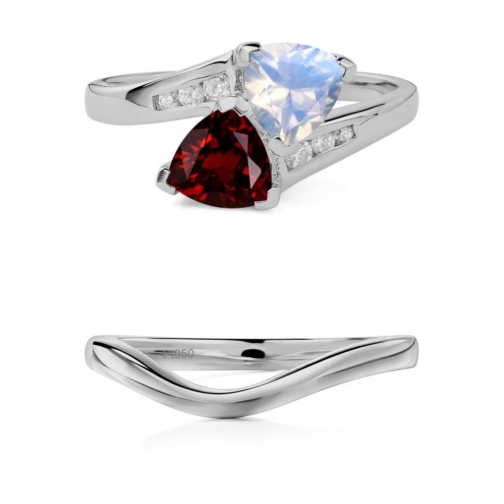 Moonstone and Garnet Ring - LUO Jewelry #metal_xxxxx