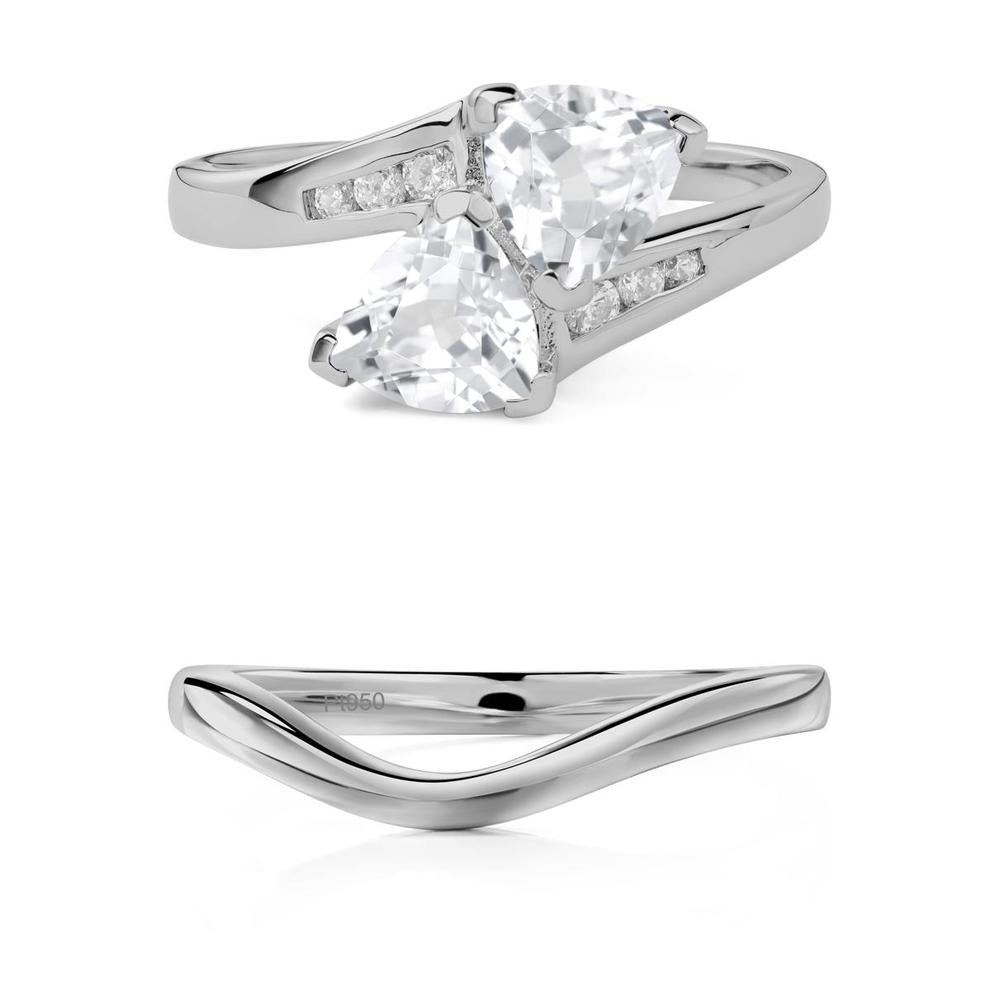 White Topaz Two Stone Bypass Ring - LUO Jewelry #metal_xxxxx