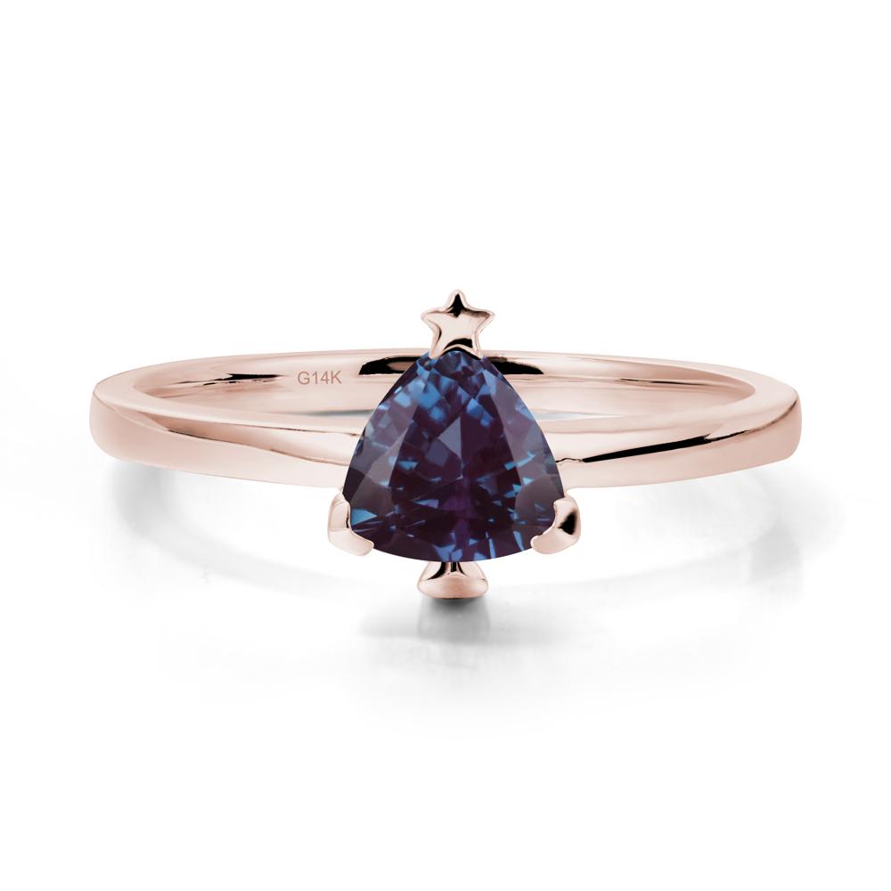 Christmas Tree Inspired Solitaire Alexandrite Ring - LUO Jewelry #metal_14k rose gold