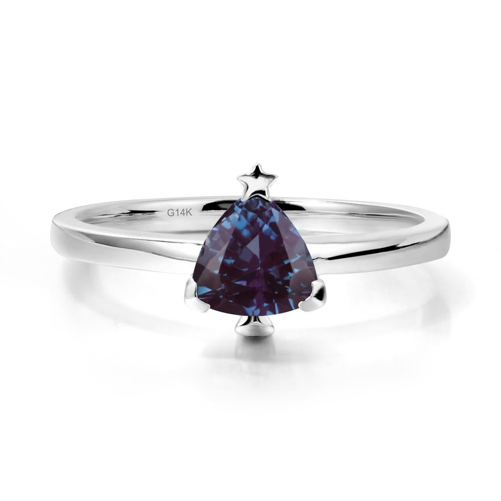 Christmas Tree Inspired Solitaire Alexandrite Ring - LUO Jewelry #metal_14k white gold